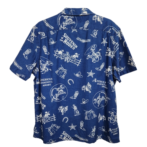 Ralph Lauren Double RL Blue Western Rodeo Camp Shirt Japanese Cotton Mens Size L - Picture 5 of 12